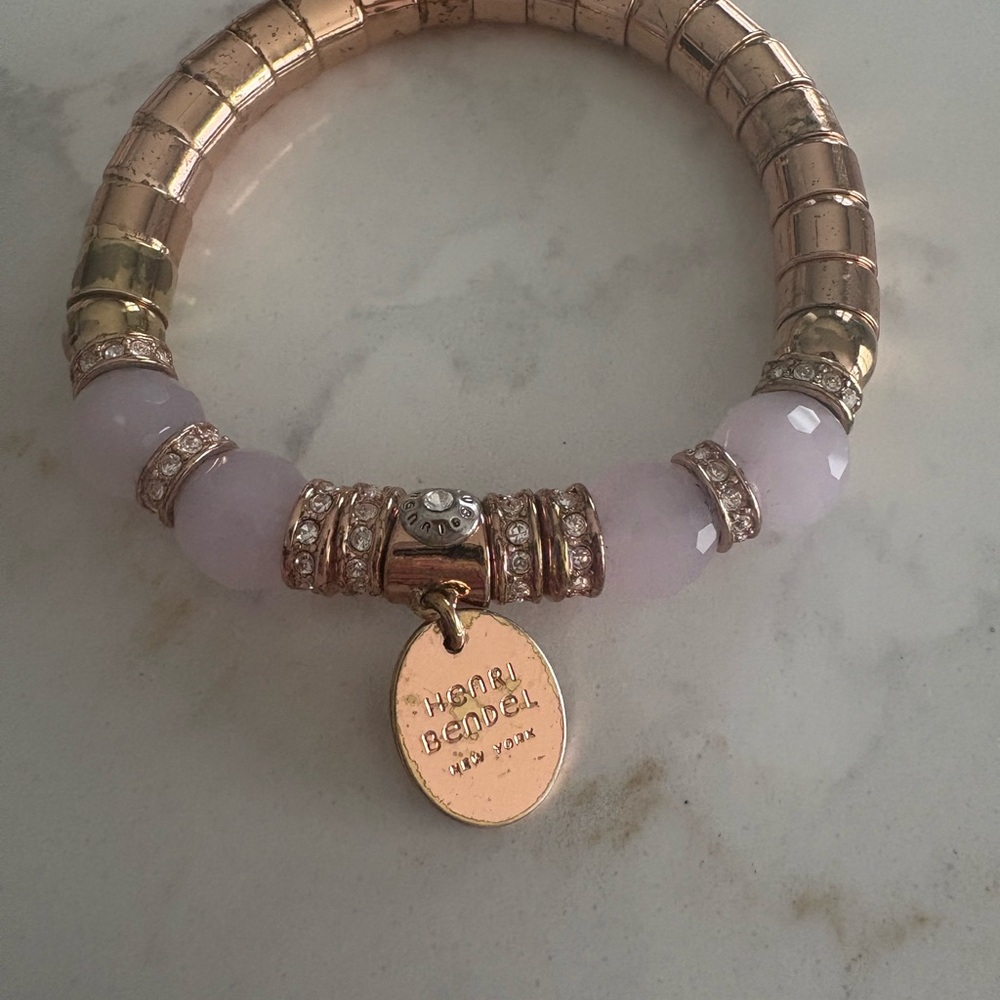 Henri Bendel Gold and Pink Articulated Bracelet